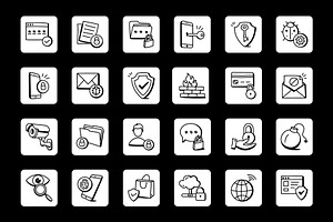 Set Of Trendy Doodle Security Icons