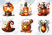 Watercolor Amber Halloween Set Clipa, an Illustration by designcity5 (Thumbnail 3 of 5)