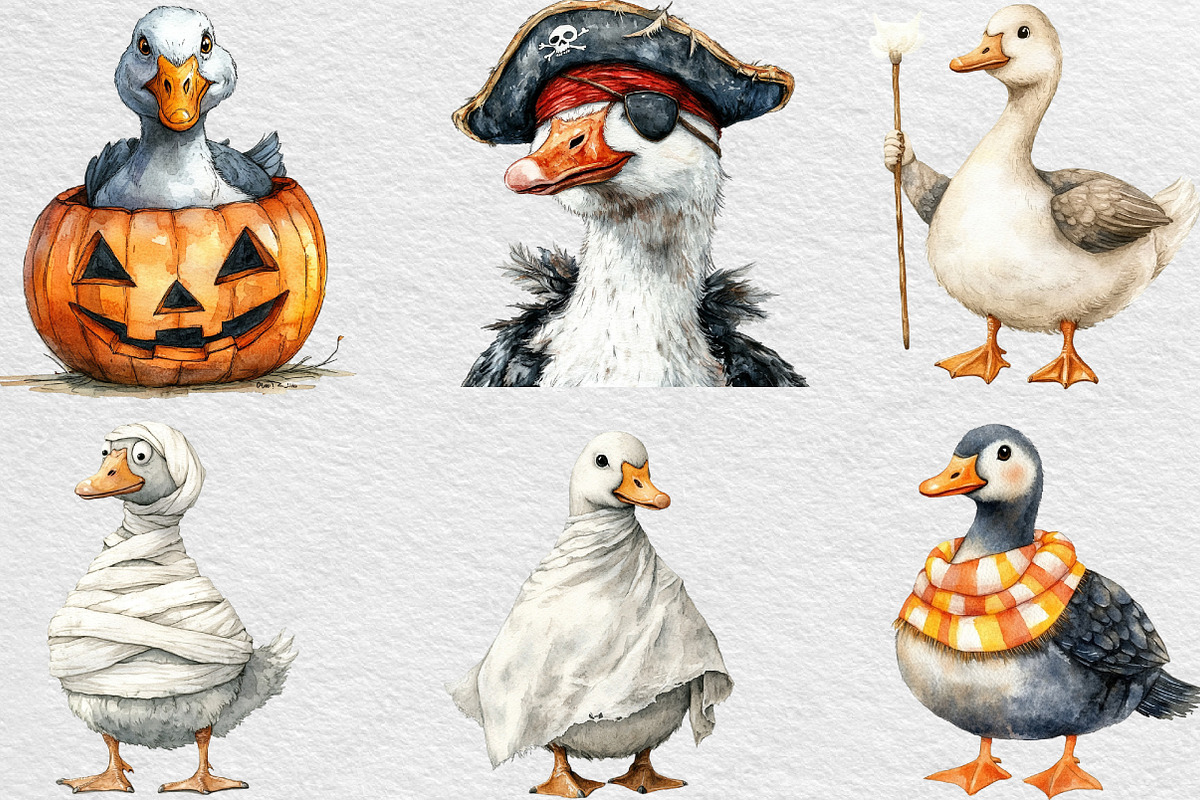 Funny Halloween Silly Goose Clipart, an Illustration by Black Bird Studio (Photo 5 of 6)