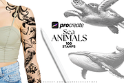 Sea Animal Procreate Brushes Stamps, a Brush Add-On by LaurenceVArtiste (Thumbnail 2 of 8)