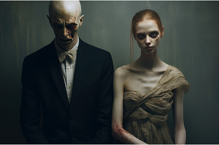 Eerie Man and woman in creepy, a Beauty & Fashion Photo by Ylivdesign