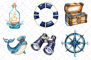 Watercolor Blue Nautical Collection, an Illustration by Dream Creation (Thumbnail 4 of 6)
