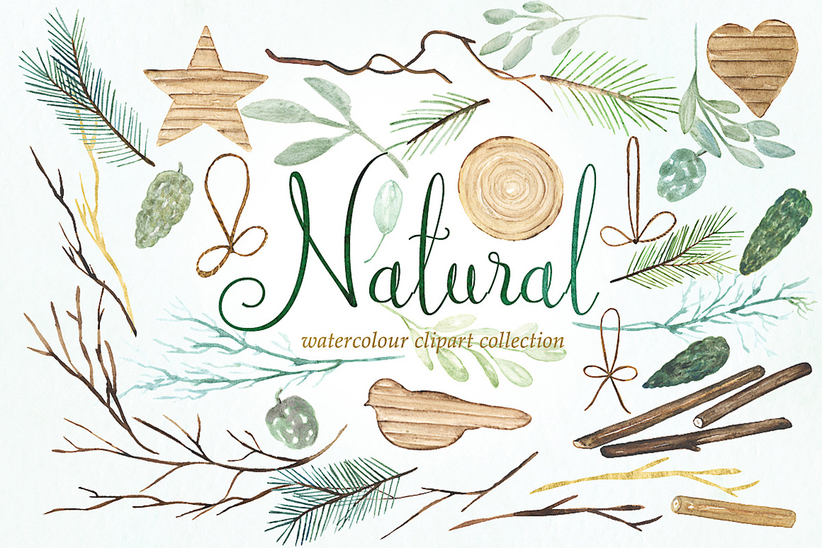 Natural Winter Watercolor clipart, a Graphic by LABFcreations (Photo 6 of 7)