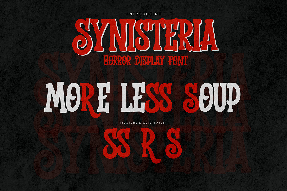 Synisteria - Horror Display Font, a Serif Font by Gassstype (Photo 3 of 8)