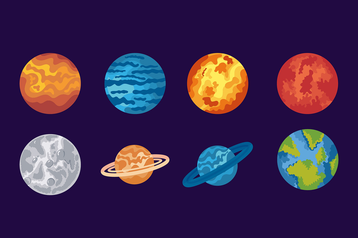Solar System Planet Illustration Set