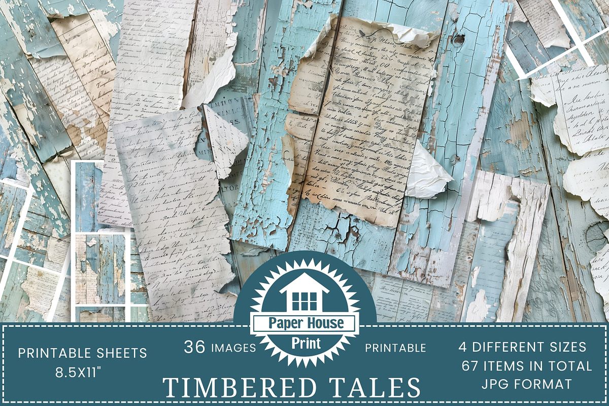 Distressed Aged Paper on Blue Wood, an Illustration by NiiiNArt (Photo 1 of 8)