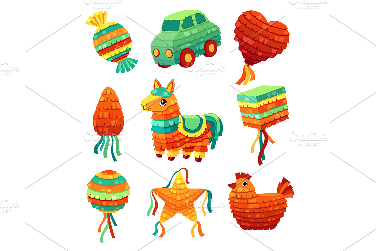 festive pinatas set. traditional, an Object Illustration by Multigon