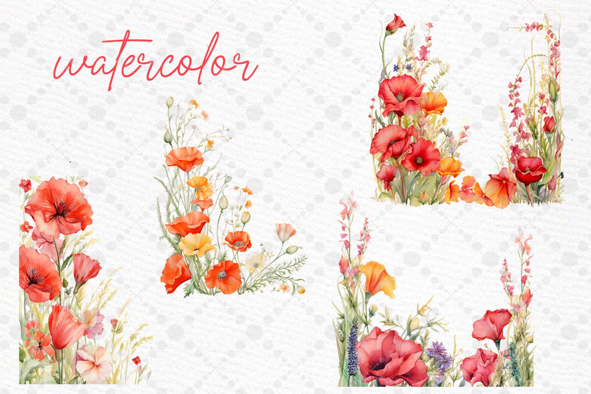 Red Poppy Flowers Clipart Poppies, an Illustration by LeCoqDesign (Photo 2 of 5)