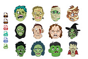 Horror Face Vector Illustrations, an Illustration by Vector Portal (Thumbnail 1 of 2)