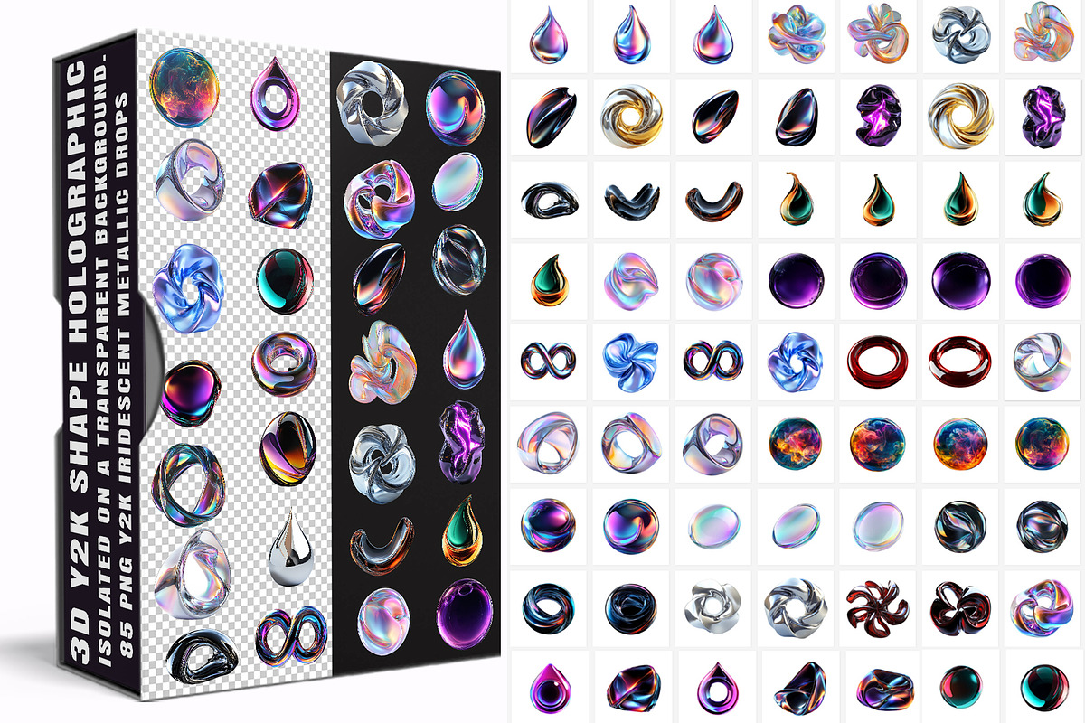 3D Blob Fluid Shapes Holographic Set, a Graphic by one-touch (Photo 1 of 5)