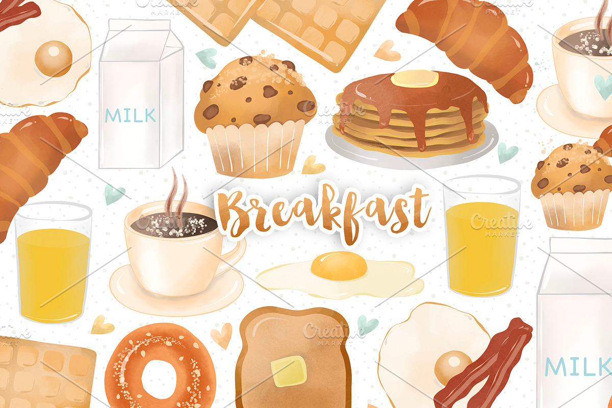 Breakfast cliparts, an Object Graphic by designloverstudio (Photo 1 of 2)