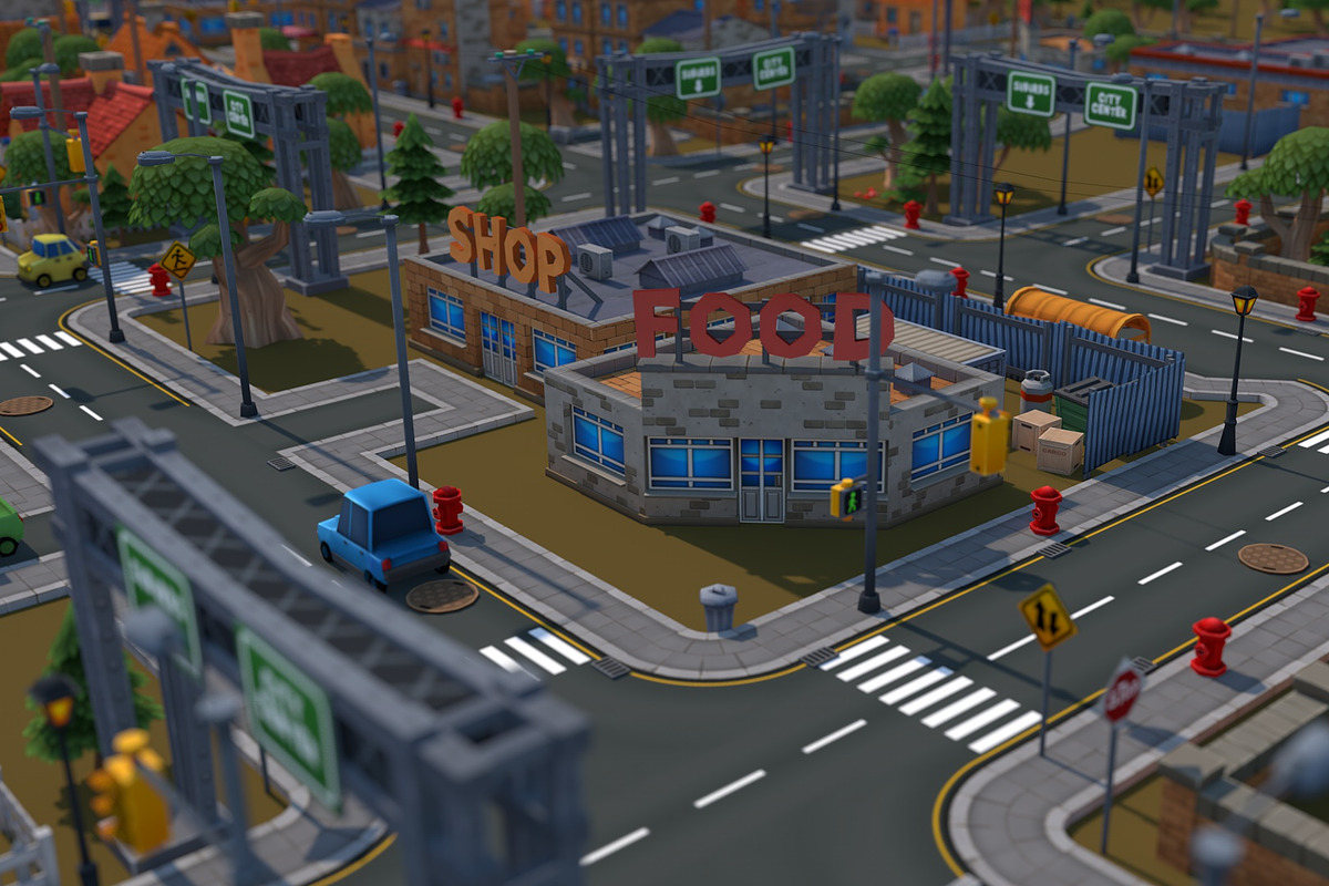 Low Poly Cartoon City Pack, an Architecture 3D Model by multimedia4ds (Photo 6 of 9)