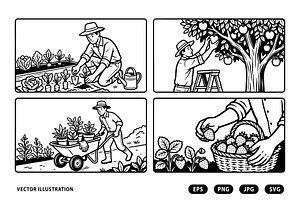 Activities of a male gardener, a Person Illustration by Vectorlina