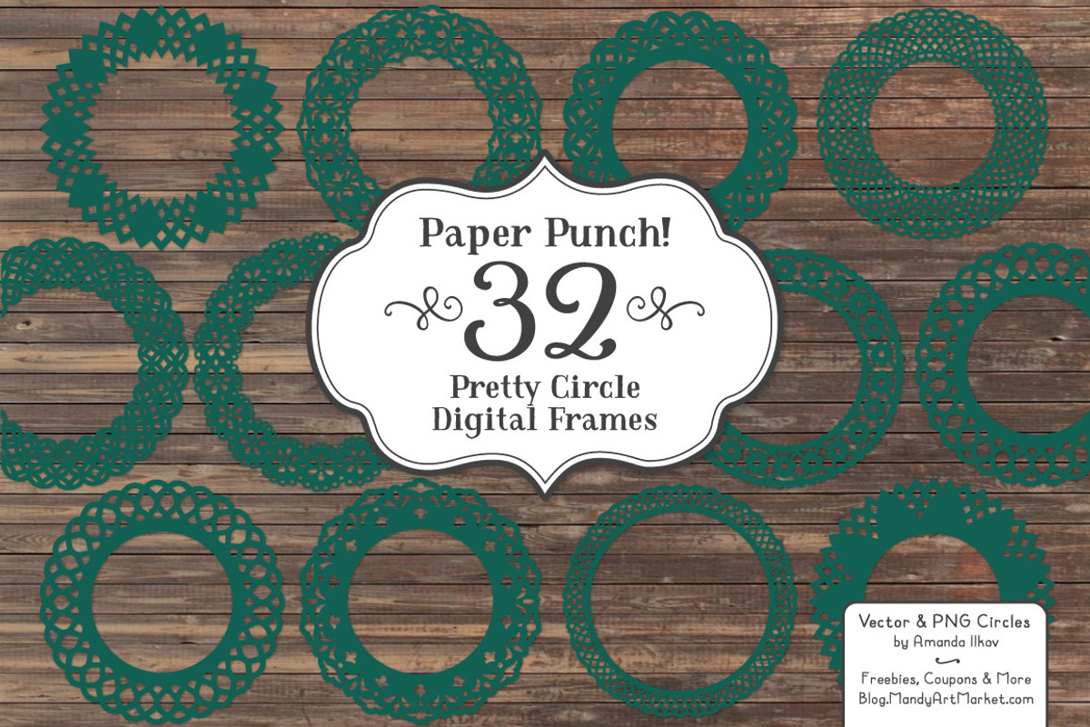 Emerald Green Lace Frame Vectors, an Illustration by Amanda Ilkov (Photo 3 of 5)