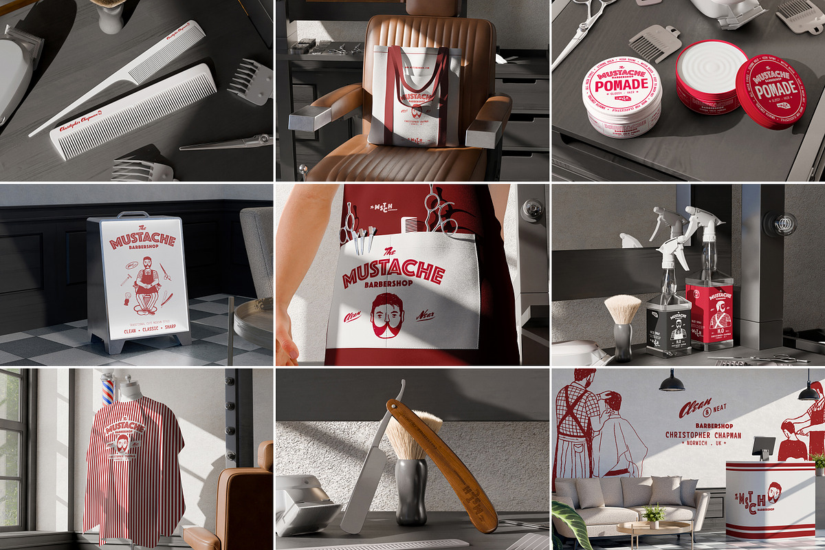 38 Barbershop Saloon Branding Mockup, an Advertising Mockup by Vitora Mockup (Photo 1 of 13)