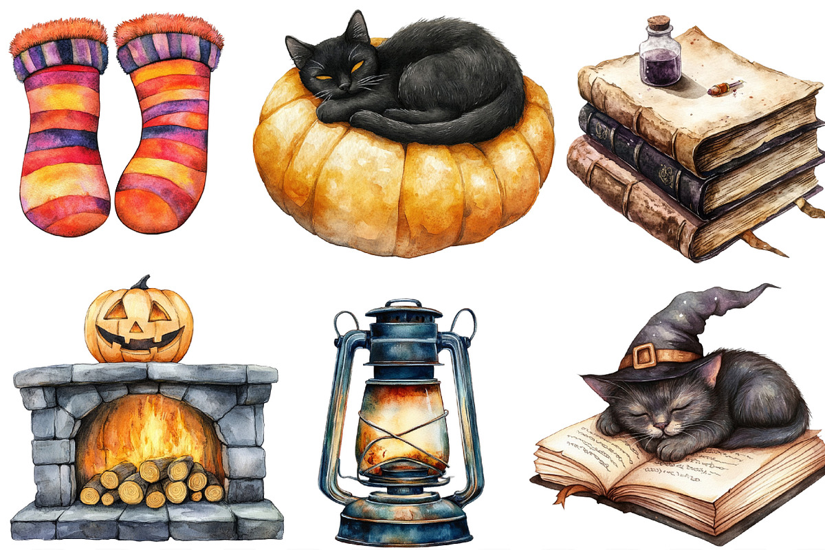 Creepy and Cozy Halloween Clipart, an Illustration by Designking (Photo 2 of 4)
