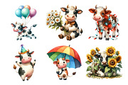Watercolor Funny Cow Clipart, an Illustration by Daily.Designs (Thumbnail 2 of 5)