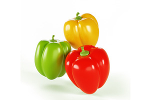 3d Red, Green And Yellow Bell Pepper