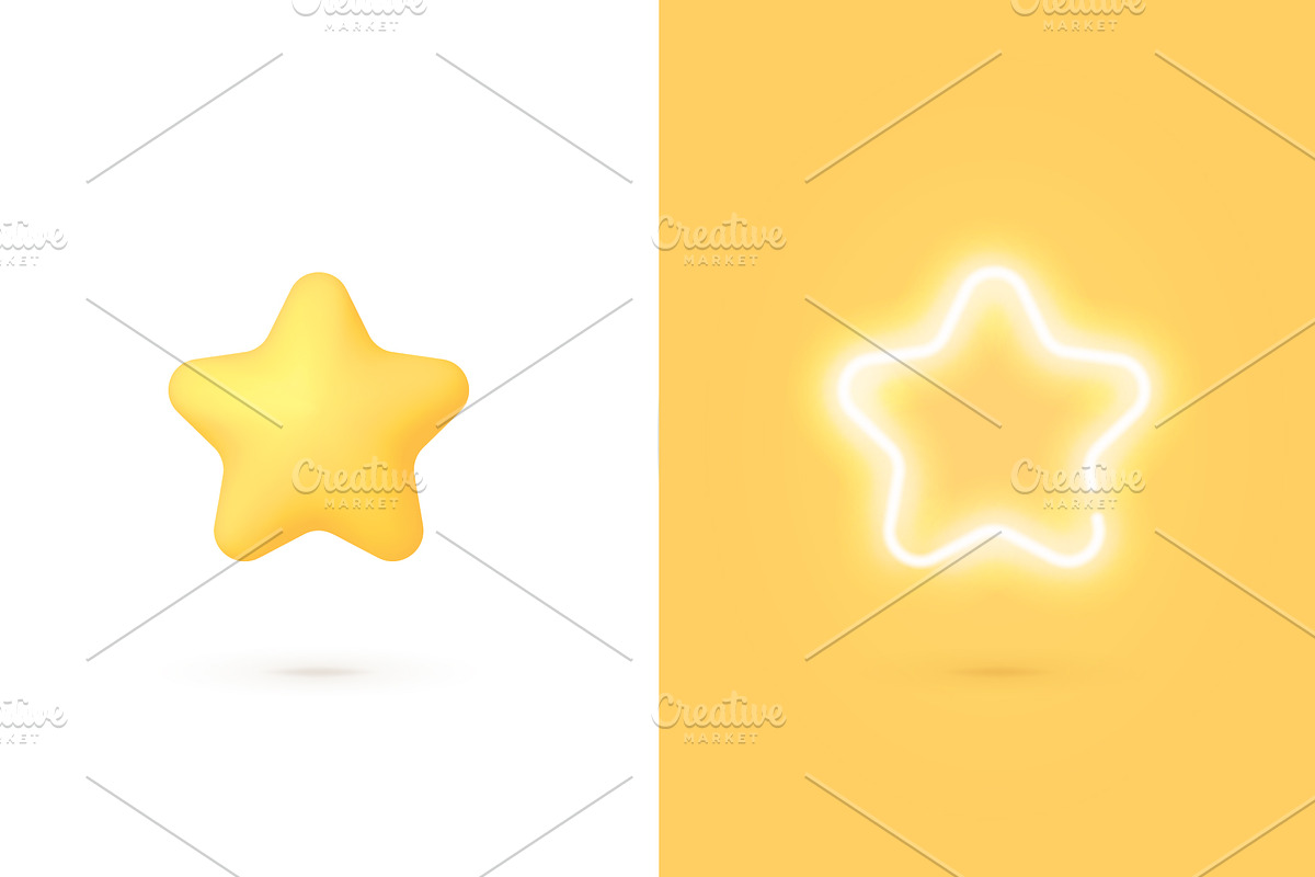 Stars 3D Style and Neon Vector, an Object Illustration by Soifer Design