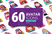 60 avatar icons-female and male, an Outline Icon by himoki (Thumbnail 1 of 5)