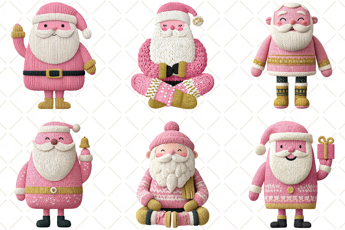 Crochet Christmas Santa Clipart, an Illustration by Black Bird Studio (Photo 3 of 6)