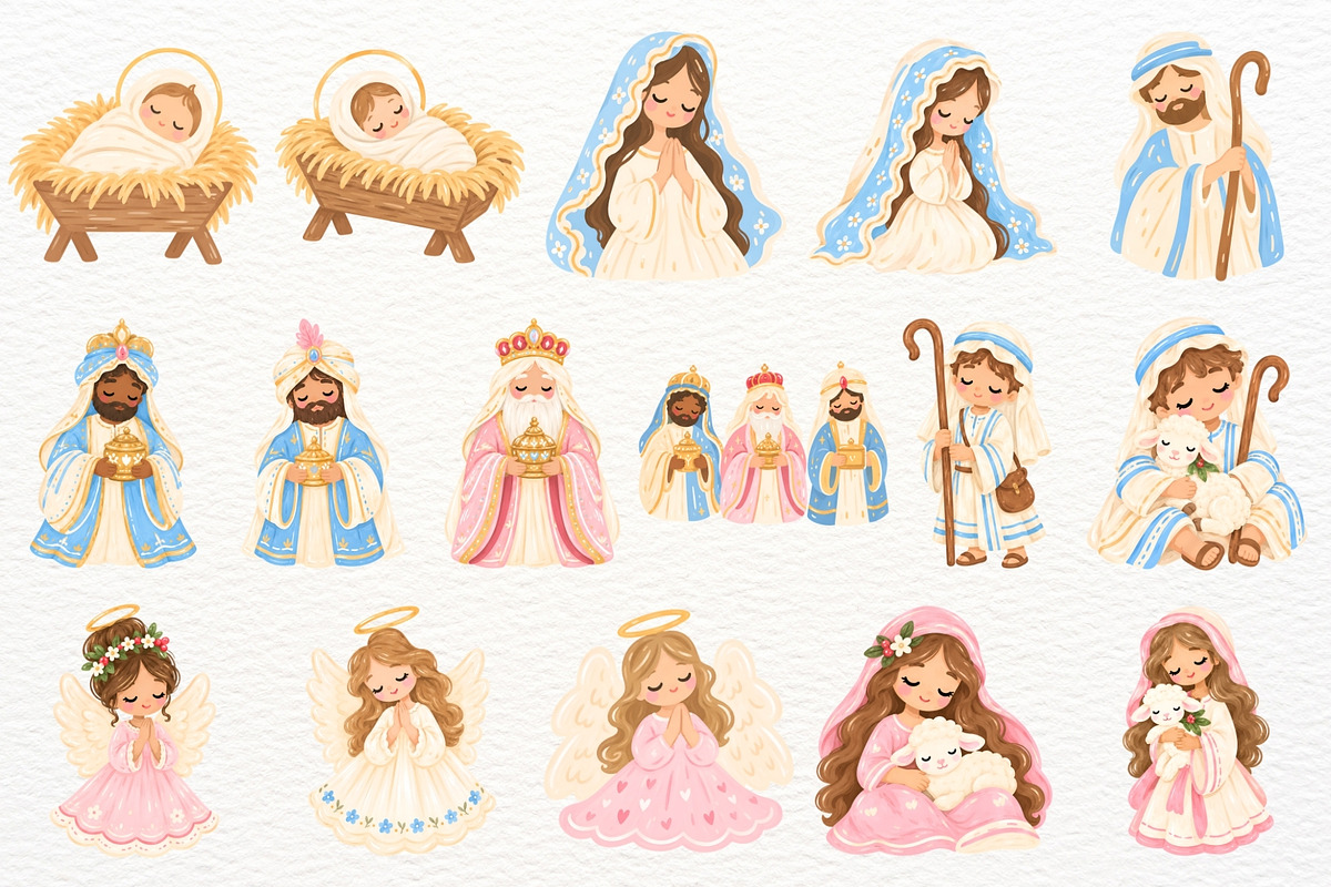 Nativity Clipart Religious Christmas, a Seasonal Illustration by SugarCloudStudioArt (Photo 3 of 6)