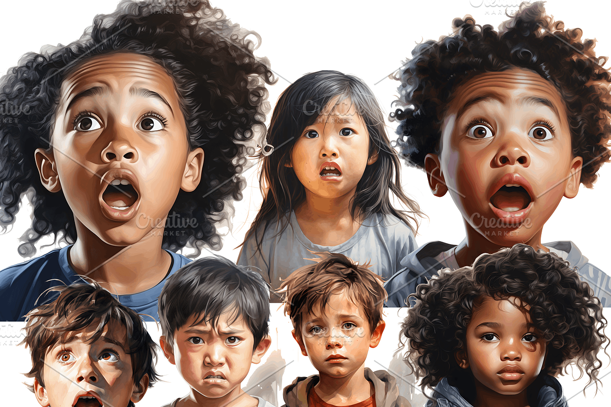 Watercolor Children Emotions Clipart, an Object Graphic by ArtisticTimberStudio (Photo 2 of 2)
