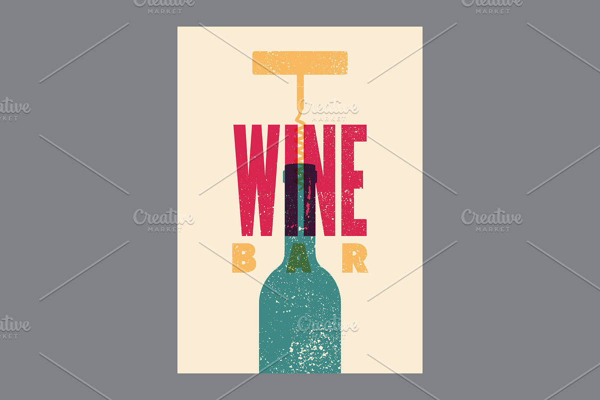 Wine Bar design vector poster set., a Food Illustration by PoPaShop (Photo 2 of 7)