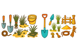 Gardening tools and materials for, an Illustration by ZinetroN