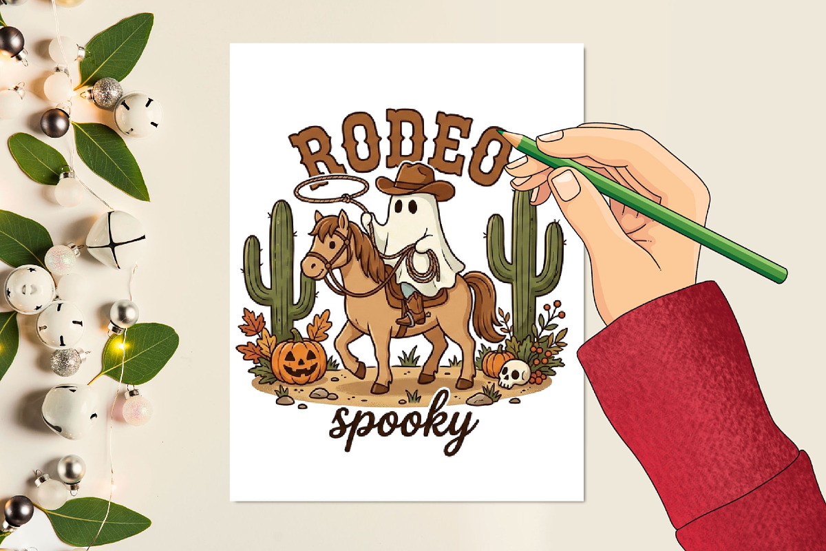 Spooky Ghost Cowboy PNG, a Seasonal Illustration by Designking (Photo 3 of 4)
