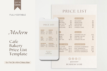 Editable Cafe Price List Template, a Flyer Template by NoheaDesignShop