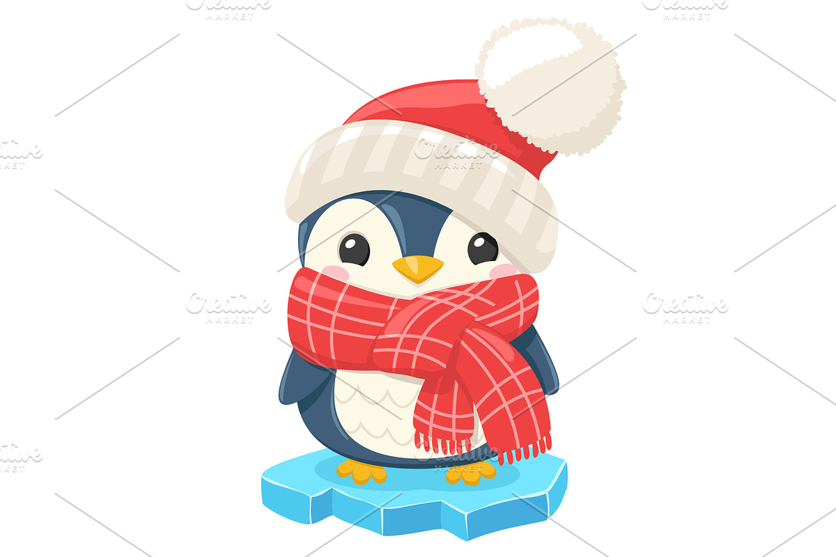 Penguin wearing a hat and scarf, an Animal Illustration by innakreativ
