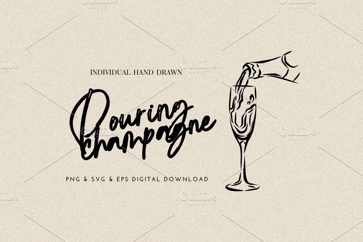 Pouring Champagne In A Glass, a Food Illustration by CraftingOnSunday (Photo 1 of 3)