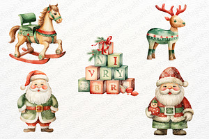 Christmas Toy Watercolor Clipart