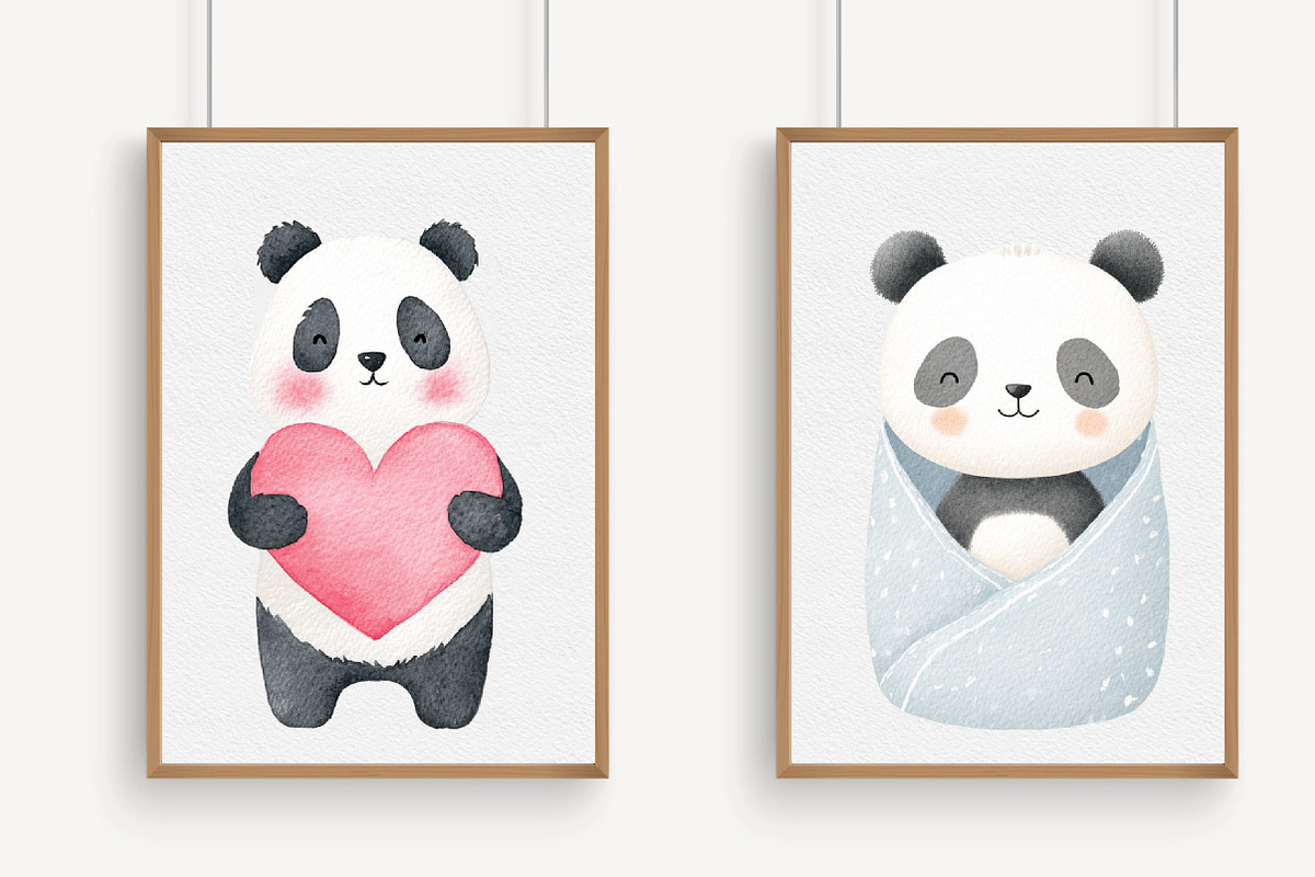 Panda Watercolor cute panda clipart, an Illustration by Libby Wishes (Photo 5 of 6)