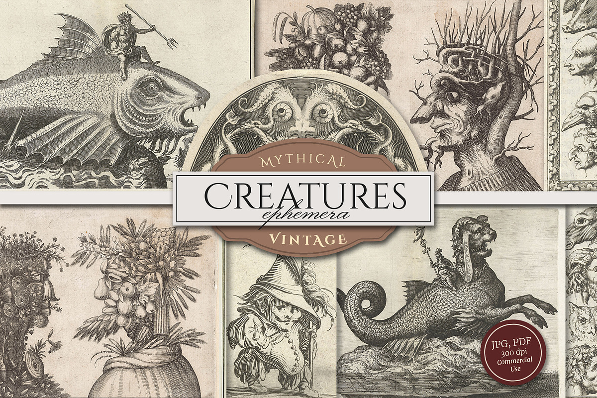Vintage Mythical Creatures Clipart, a Person Illustration by Secret Helper (Photo 1 of 10)