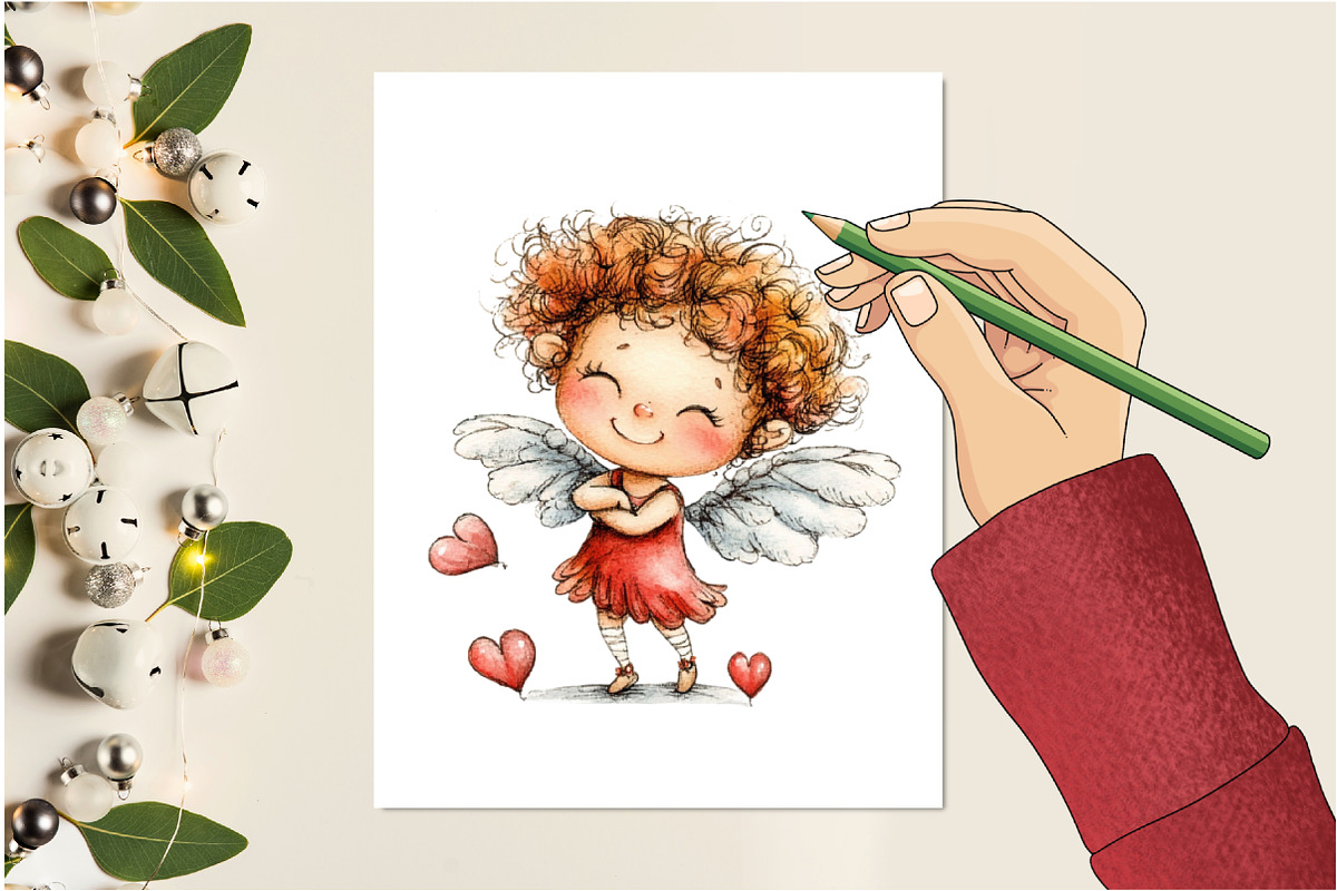 Whimsical Valentines Cupid Clipart, an Illustration by Design Market (Photo 4 of 5)