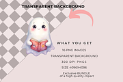 Cute Ghosts Reading Books Set, an Illustration by Anca Digital Vibe (Thumbnail 6 of 6)