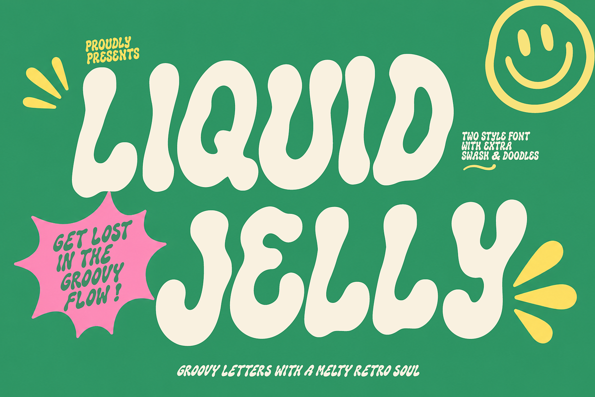 LIQUID JELLY playful display font, a Handwritten Font by cocodesign (Photo 1 of 9)