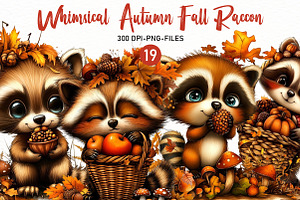 Whimsical Autumn Raccoon Clipart, a Seasonal Illustration by Designworld