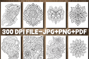 Zentangle Coloring Pages For Adults, a Pattern Graphic by Design Station (Thumbnail 2 of 3)