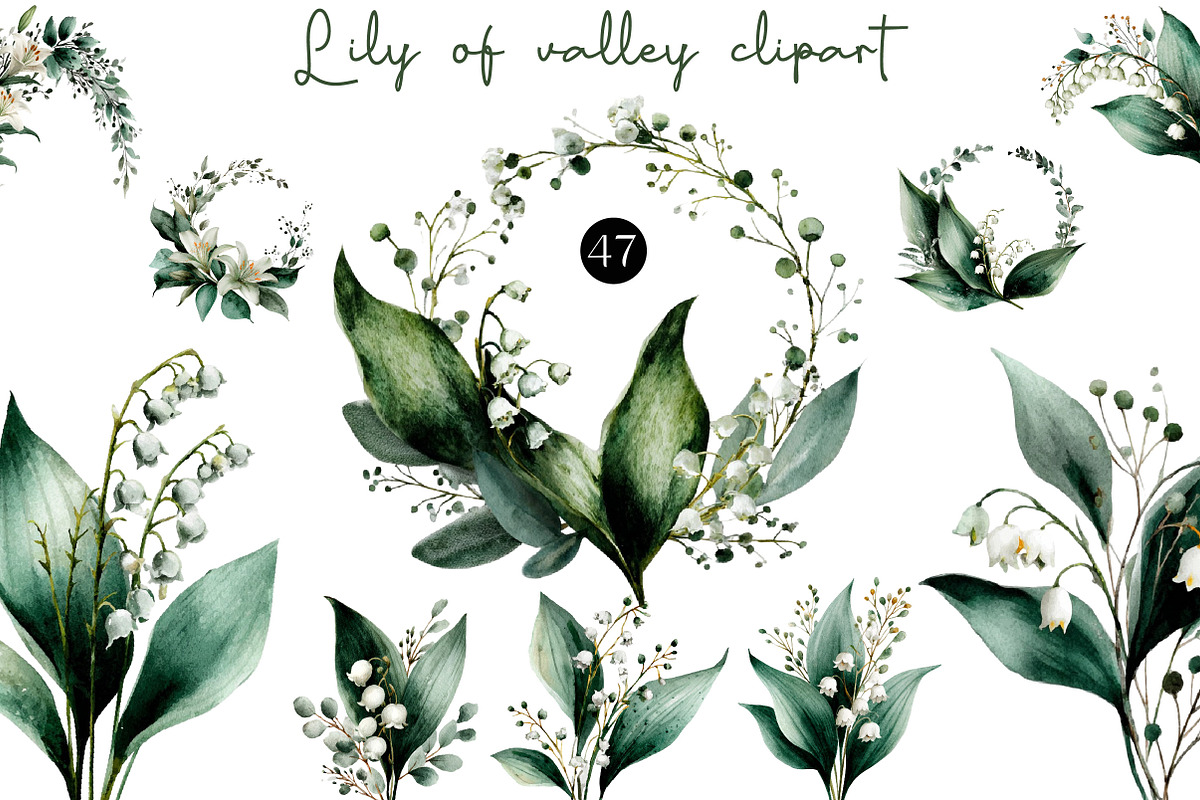 Lily of valley clipart, Flowers, an Illustration by DreamCafeArt (Photo 1 of 7)