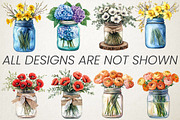 Spring Mason Jar Floral Clipart Set, an Illustration by RobertsArt (Thumbnail 4 of 5)