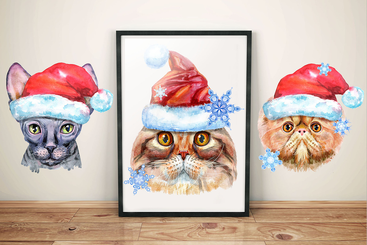 Christmas cats, an Animal Illustration by Watercolor fantasy (Photo 7 of 7)