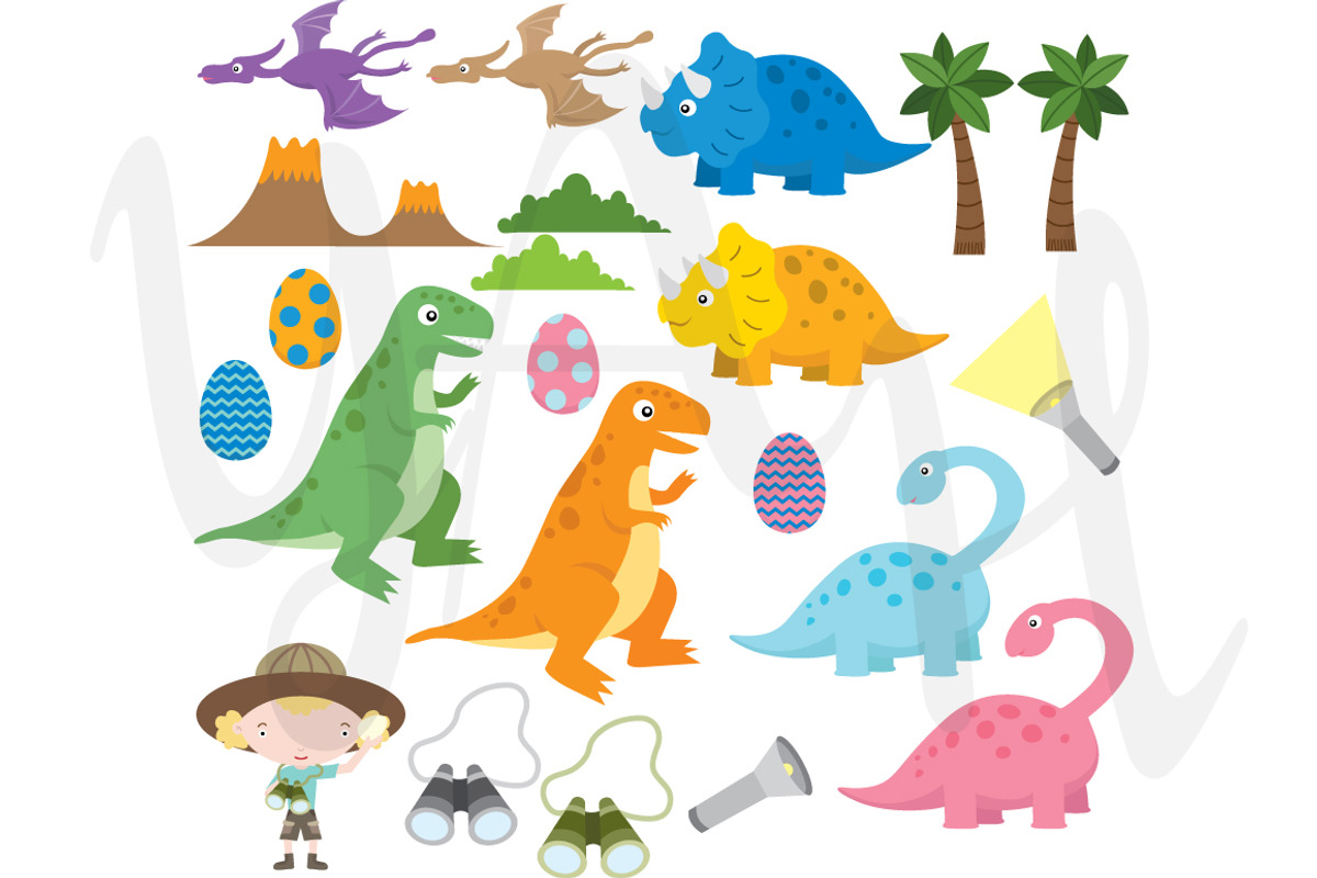 Dinosaurs Clip Art, an Illustration by YenzArtHaut (Photo 2 of 2)