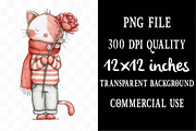 Valentine Cat Clipart., an Illustration by Designking (Thumbnail 4 of 5)