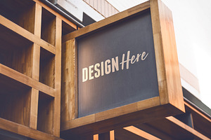 Wooden Luxurious Signboard Mockup