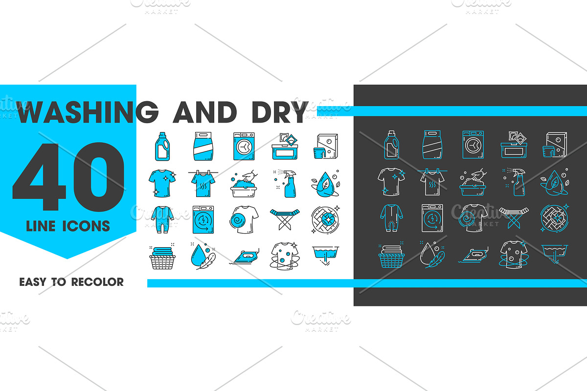 Washing and dry cleaning icons, a Technology Illustration by Vector Tradition