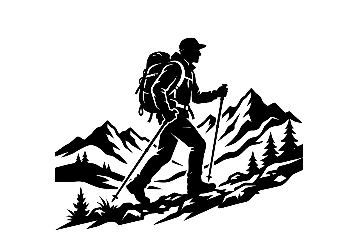 50 Hiking Silhouette Bundle, a Person Illustration by Amazin_art (Photo 3 of 14)