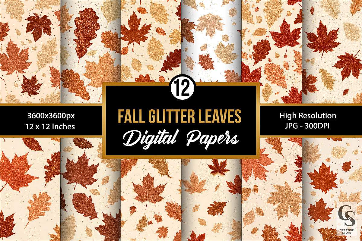 Fall Glitter Maple Leaves Pattern, a Pattern Graphic by Creative Store (Photo 1 of 5)